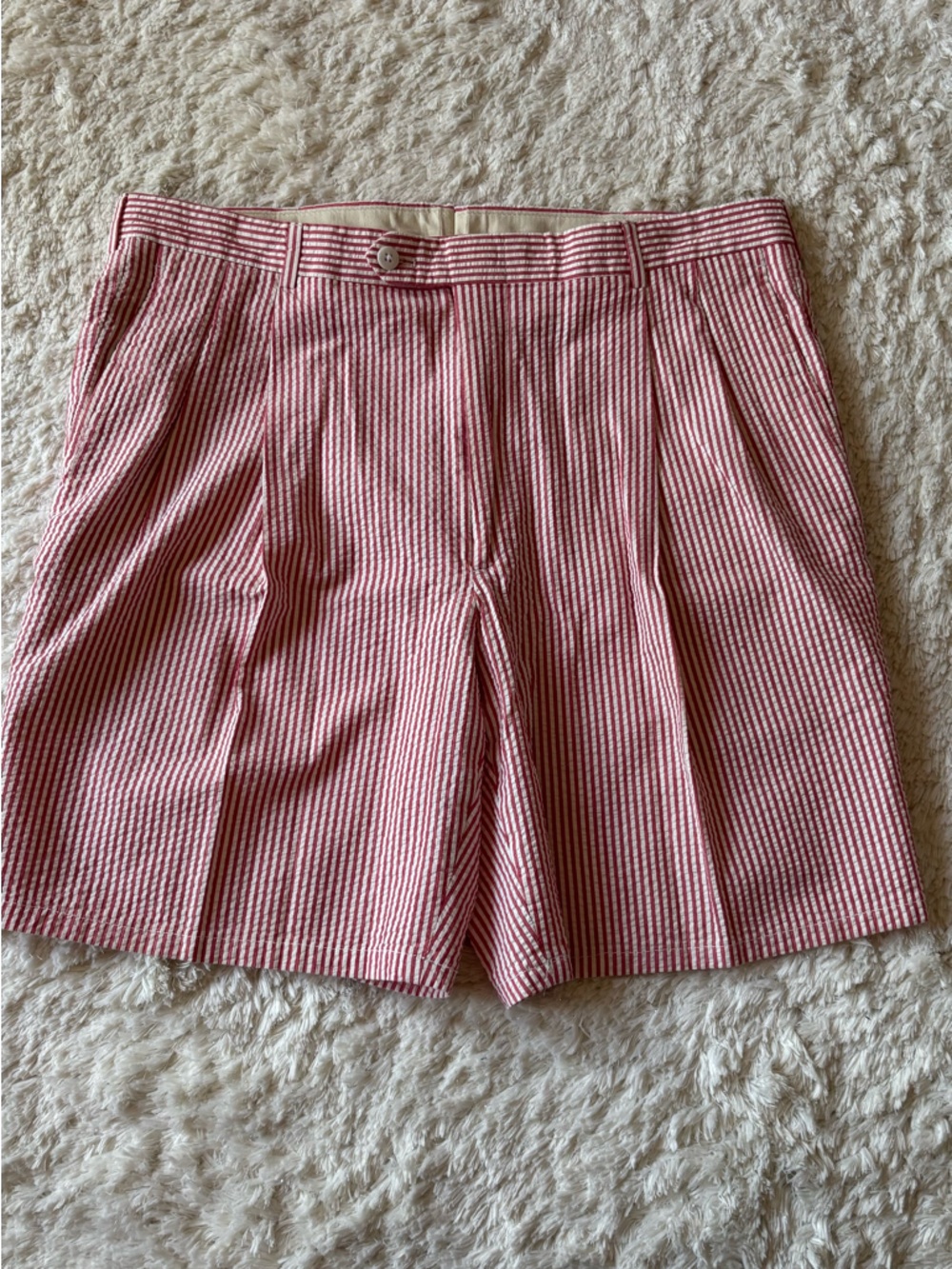 Berle Red and White Striped Bermuda Shorts